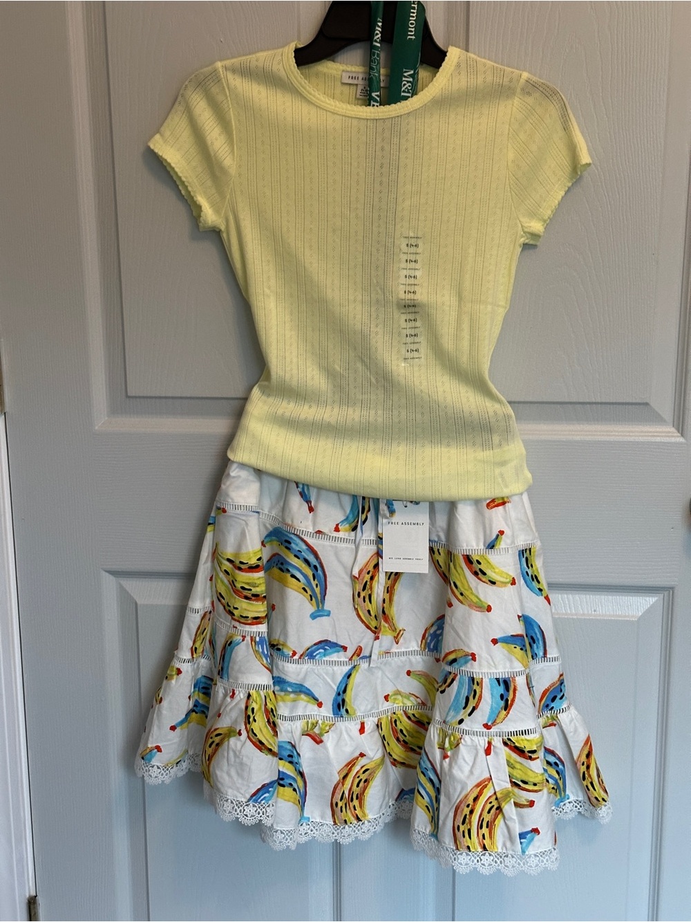 2 Piece Set! Free Assembly Mini Skirt with Yellow shirt.